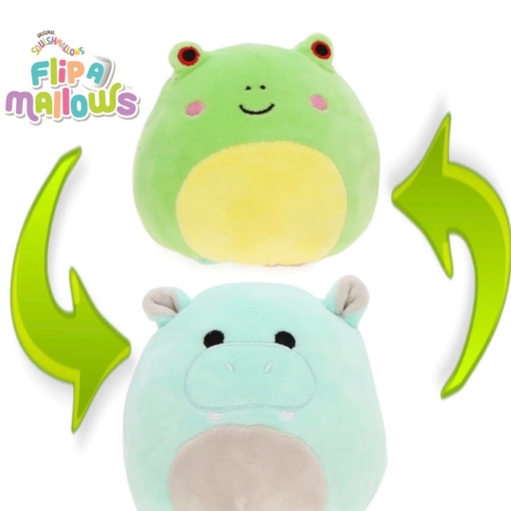 Squishmallow 12” Flip A Mallow Wendy The Frog into Hank The Hippo